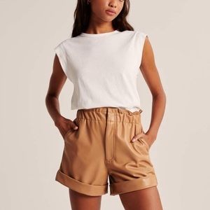 Abercrombie White Relaxed Cap Sleeve Tee